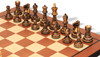 Reykjavik Series Chess Set Burnt Boxwood Pieces with Mahogany & Maple Molded Edge Chess Board - 3.75" King