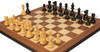 Fischer-Spassky Commemorative Chess Set Ebonized & Boxwood Pieces with Walnut & Maple Molded Edge Board - 3.75" King