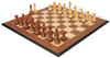 British Staunton Chess Set Golden Rosewood & Boxwood Pieces with Walnut & Maple Molded Edge Board - 4" King