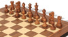 Deluxe Old Club Staunton Chess Set Golden Rosewood & Boxwood Pieces with Walnut & Maple Molded Chess Board - 3.25" King