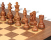 French Lardy Staunton Chess Set Golden Rosewood & Boxwood Pieces with Molded Walnut Chess Board - 2.75" King