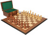 British Staunton Chess Set Golden Rosewood & Boxwood Pieces with Walnut Molded Board & Box - 3.5" King