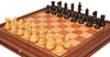 Fischer-Spassky Commemorative Chess Set Ebonized & Boxwood Pieces with Elm Burl & Bird's-Eye Maple Chess Case - 3.75" King