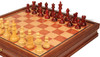 Reykjavik Series Chess Set Padauk & Boxwood Pieces with Elm Burl & Bird's-Eye Maple Chess Case - 3.75" King