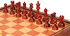 Reykjavik Series Chess Set Padauk & Boxwood Pieces with Elm Burl & Bird's-Eye Maple Chess Case - 3.75" King