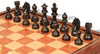 Queen's Gambit Chess Set Ebonized & Boxwood Pieces with Deluxe Two-Drawer Elm Burl & Bird's-Eye Maple Case - 3.75" King