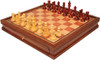 Reykjavik Series Chess Set Padauk & Boxwood Pieces with Elm Burl & Bird's-Eye Maple Chess Case - 3.25" King