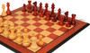 1849 Heirloom Staunton Chess Set Padauk & Boxwood Pieces with Padauk & Bird's-Eye Maple Molded Edge Board - 3.5" King