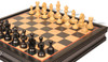 Queen's Gambit Chess Set Ebonized & Boxwood Pieces with Deluxe Two-Drawer Black & Bird's-Eye Maple Case - 3.75" King