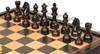 Queen's Gambit Chess Set Ebonized & Boxwood Pieces with Deluxe Two-Drawer Black & Bird's-Eye Maple Case - 3.75" King