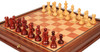 Deluxe Old Club Staunton Chess Set Padauk & Boxwood Pieces with Elm Burl & Bird's-Eye Maple Chess Case - 3.25" King