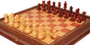 Deluxe Old Club Staunton Chess Set Padauk & Boxwood Pieces with Elm Burl & Bird's-Eye Maple Chess Case - 3.25" King