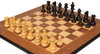 Parker Staunton Chess Set Ebonized & Natural Boxwood Pieces with Walnut & Maple Molded Edge Board - 3.25" King