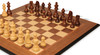 German Knight Staunton Chess Set Golden Rosewood & Boxwood Pieces with Molded Edge Walnut Board - 3.75" King