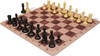 Conqueror Triple Weighted Plastic Chess Set Black & Camel Pieces with Walnut & Maple Floppy Chess Board - 3.75" King