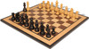 German Knight Staunton Chess Set Ebonized & Boxwood Pieces with Walnut Burl & Bird's-Eye Maple Board - 3.75" King
