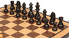 German Knight Staunton Chess Set Ebonized & Boxwood Pieces with Walnut Burl & Bird's-Eye Maple Board - 3.75" King