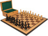 Fierce Knight Staunton Chess Set Ebony & Boxwood Pieces with Walnut Burl & Bird's-Eye Maple Board & Box - 4" King