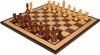 French Lardy Staunton Chess Set Golden Rosewood & Boxwood Pieces with Walnut Burl & Bird's-Eye Maple Board - 3.75" King

