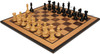 New Exclusive Staunton Chess Set Ebony & Boxwood Pieces with Walnut Burl & Bird's-Eye Maple Board & Box - 3.5" King