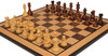 Old English Classic Chess Set Golden Rosewood & Boxwood Pieces with Walnut Burl & Bird's-Eye Maple Board & Box - 3.9" King