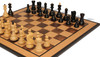 Zagreb Series Chess Set Ebonized & Boxwood Pieces with Walnut Burl & Bird's-Eye Maple Board - 3.875" King