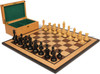 Reykjavik Series Chess Set Ebonized & Boxwood Pieces with Walnut Burl & Bird's-Eye Maple Board & Box - 3.25" King