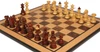 Vienna Coffee House Antique Reproduction Chess Set - Golden Rosewood & Boxwood Lacquered Pieces - Walnut Burl & Bird's-Eye Maple Chess Board - 4" King