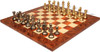 Traditional Staunton Metal Chess Set with Elm Burl Chess Board