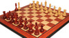 Llamrei Staunton Chess Set Padauk & Boxwood Pieces with Padauk & Bird's-Eye Maple Molded-Edge Chess Board