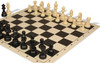 German Knight Carry-All Plastic Chess Set - Black & Ivory Pieces with Vinyl Rollup Board - Black