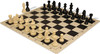 German Knight Carry-All Plastic Chess Set - Black & Ivory Pieces with Vinyl Rollup Board - Black