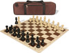German Knight Carry-All Plastic Chess Set - Black & Ivory Pieces with Vinyl Rollup Board - Brown