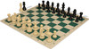 German Knight Carry-All Plastic Chess Set - Black & Ivory Pieces with Vinyl Rollup Board - Green