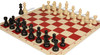 German Knight Carry-All Plastic Chess Set - Black & Ivory Pieces with Vinyl Rollup Board - Red