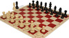 German Knight Carry-All Plastic Chess Set - Black & Ivory Pieces with Vinyl Rollup Board - Red