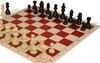 German Knight Carry-All Plastic Chess Set - Black & Ivory Pieces with Vinyl Rollup Board - Red