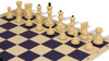 Zagreb Series Carry-All Plastic Chess Set - Black & Ivory Pieces with Vinyl Rollup Board - Blue