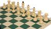 Zagreb Series Carry-All Plastic Chess Set - Black & Ivory Pieces with Vinyl Rollup Board - Green