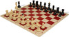 Zagreb Series Carry-All Plastic Chess Set - Black & Ivory Pieces with Vinyl Rollup Board - Red