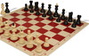Zagreb Series Carry-All Plastic Chess Set - Black & Ivory Pieces with Vinyl Rollup Board - Red
