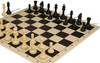Khan's Stallion Carry-All Plastic Chess Set - Black & Ivory Pieces with Vinyl Rollup Board - Black