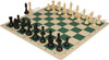Khan's Stallion Carry-All Plastic Chess Set - Black & Ivory Pieces with Vinyl Rollup Board - Green