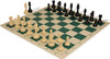 Khan's Stallion Carry-All Plastic Chess Set - Black & Ivory Pieces with Vinyl Rollup Board - Green
