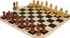 German Knight Carry-All Plastic Chess Set - Wood Grain Pieces with Vinyl Rollup Board - Black