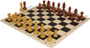 German Knight Carry-All Plastic Chess Set - Wood Grain Pieces with Vinyl Rollup Board - Black