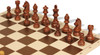 German Knight Carry-All Plastic Chess Set - Wood Grain Pieces with Vinyl Rollup Board - Brown