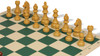 German Knight Carry-All Plastic Chess Set - Wood Grain Pieces with Vinyl Rollup Board - Green