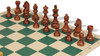German Knight Carry-All Plastic Chess Set - Wood Grain Pieces with Vinyl Rollup Board - Green