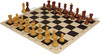 Zagreb Series Carry-All Plastic Chess Set - Wood Grain Pieces with Vinyl Rollup Board - Black